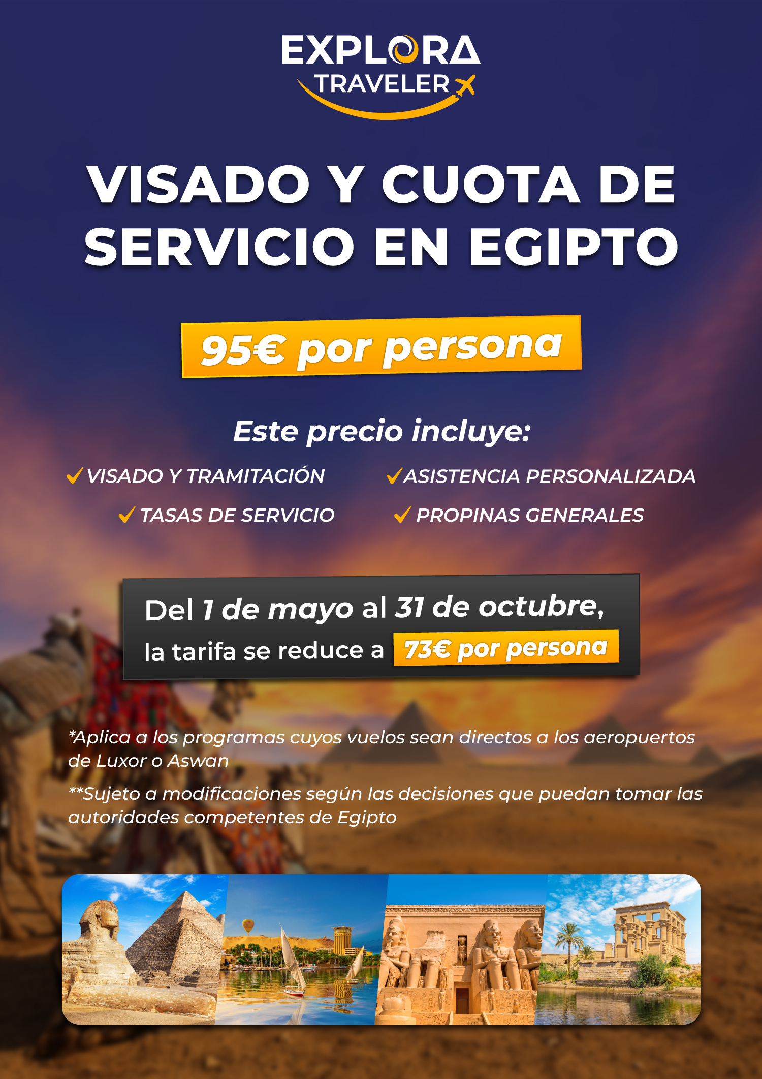 Coste del Visado y Servicios en Egipto
