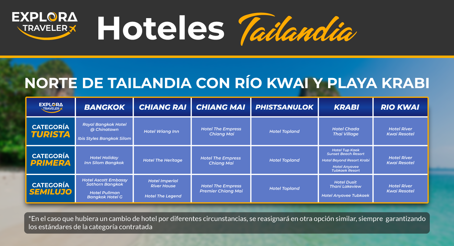 Categorias NORTE DE TAILANDIA CON RIO KWAI Y PLAYA KRABI