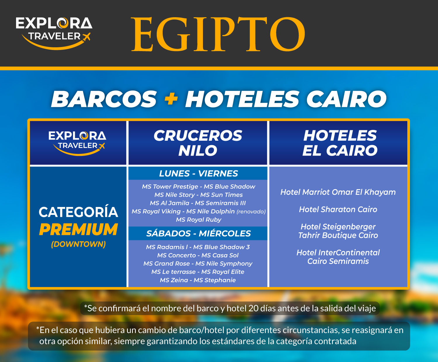 Categorías Egipto Todo Incluido Premium Donostia
