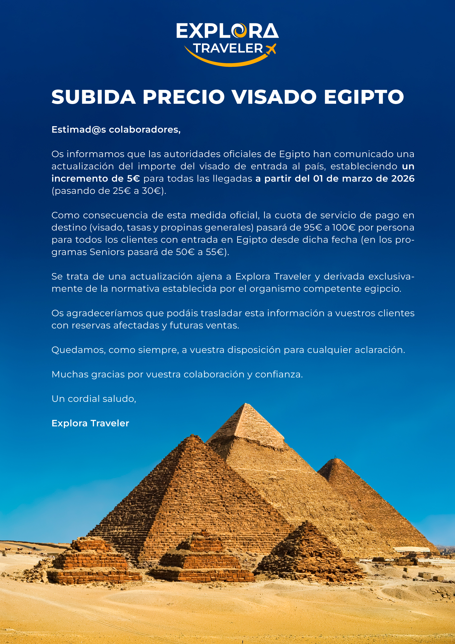Subida Precio Visado Egipto