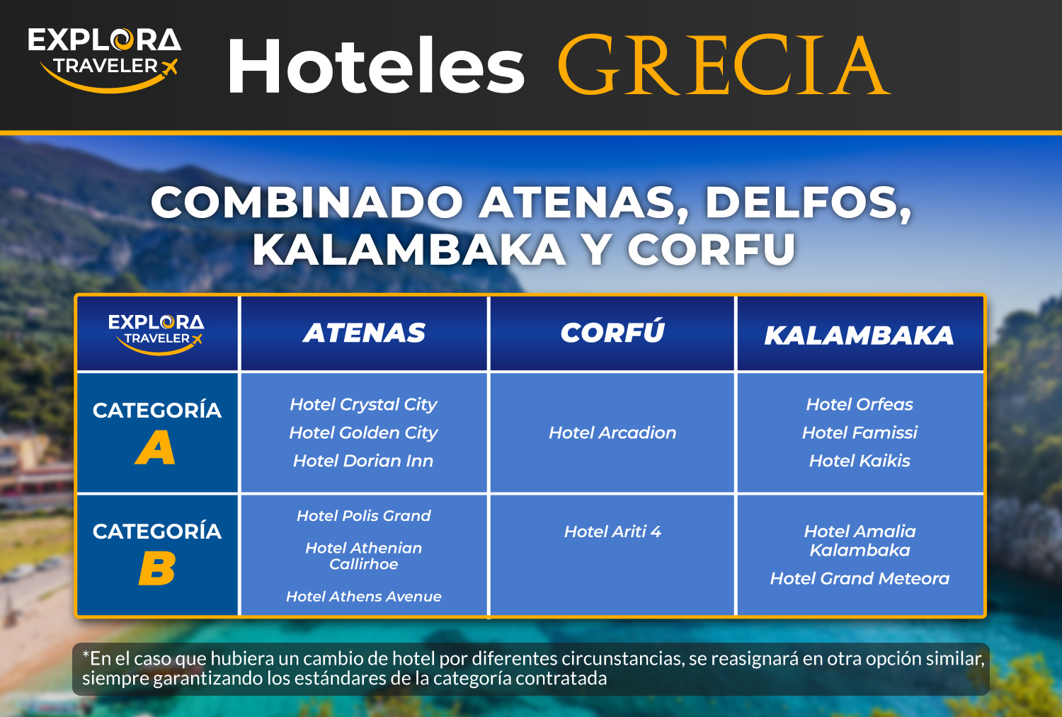 COMBINADO ATENAS, DELFOS, KALAMBAKA Y CORFU