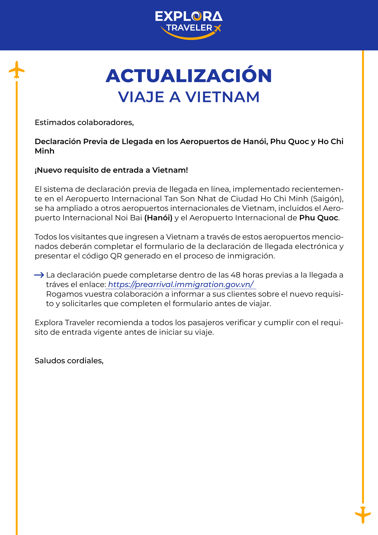 Vietnam Actualización Comunicado